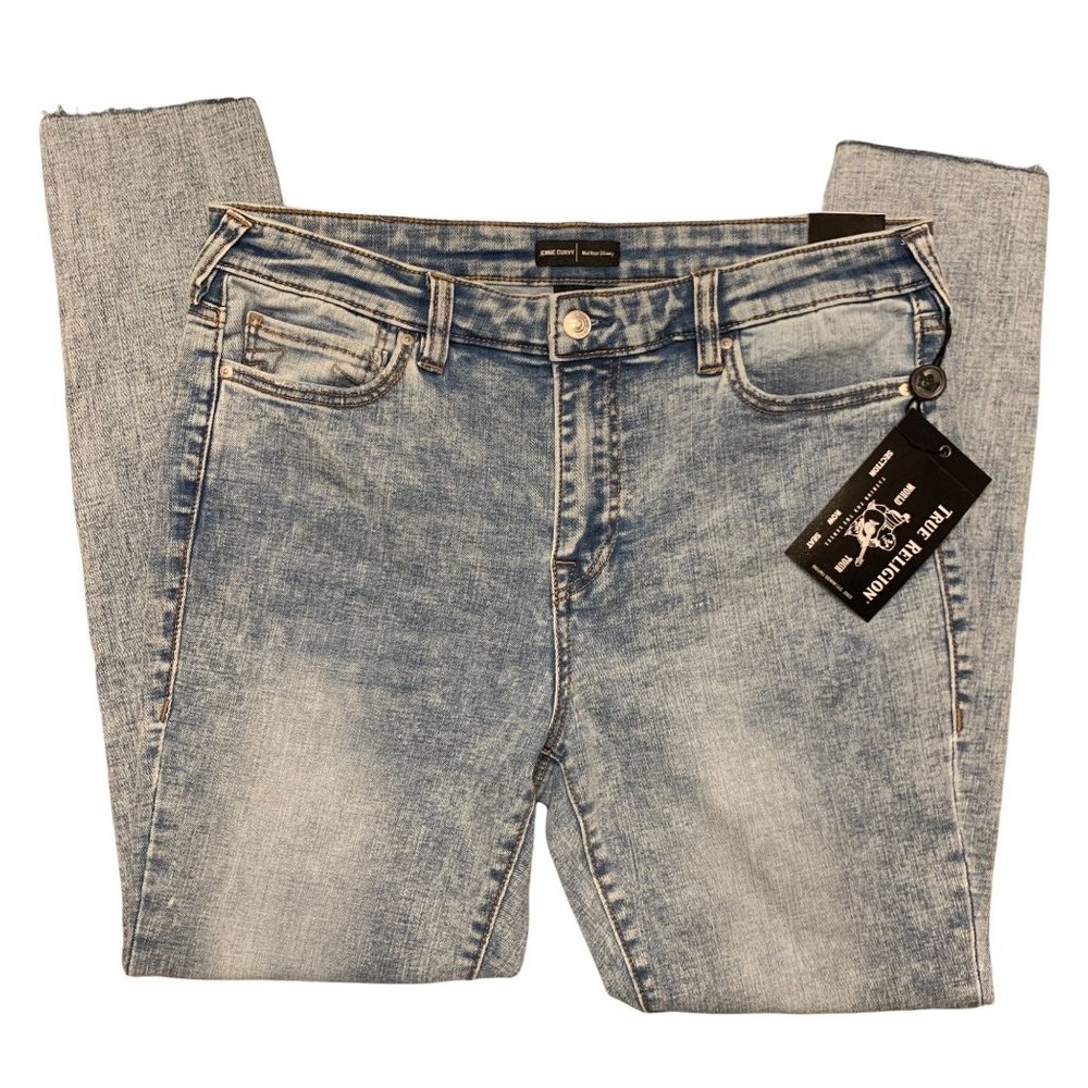 NWT True Religion Jennie Curvy 10" Rise Skinny Cut Off Hem Size 32 Jeans - Picture 2 of 16